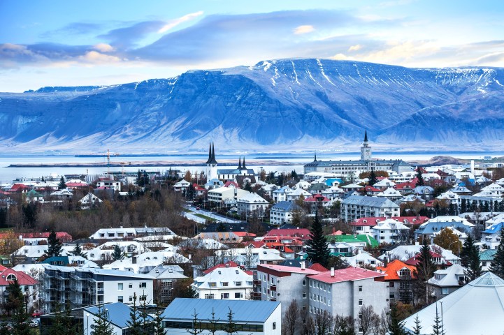 Beautiful aerial view of Reykjavik city, Iceland.
